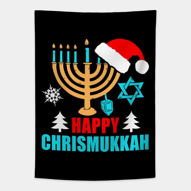 Happy Chrismukkah, Funny Jewish Hanukkah Gifts Festival Tapestry by adik