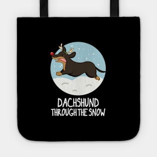 Dachshund Through The Snow Funny Christmas Pun Tote