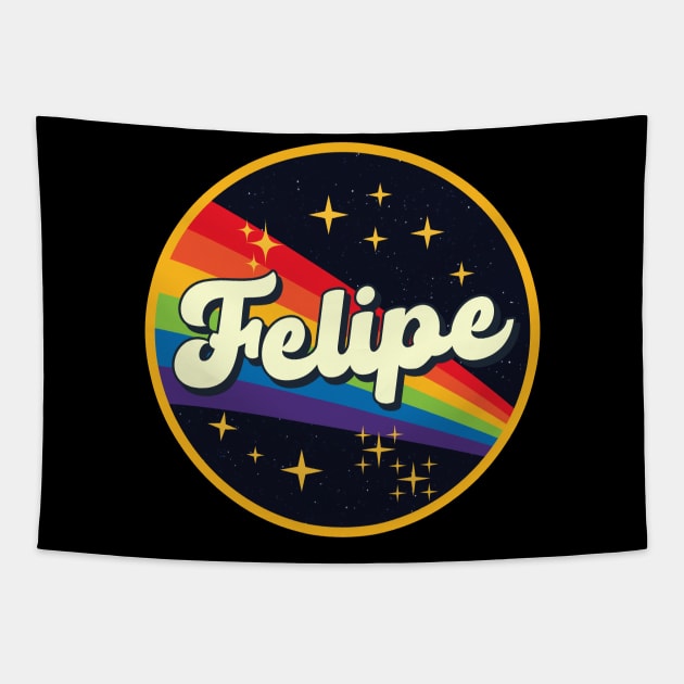 Felipe // Rainbow In Space Vintage Style Tapestry by LMW Art