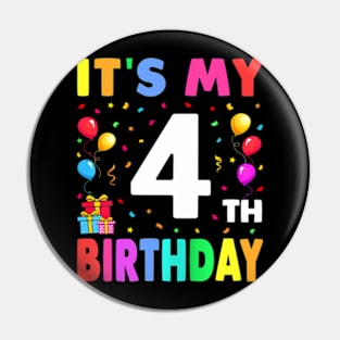 Kids Its My 4Th Birthday 4 Four Happy Birthday Boys Or Girls Pin