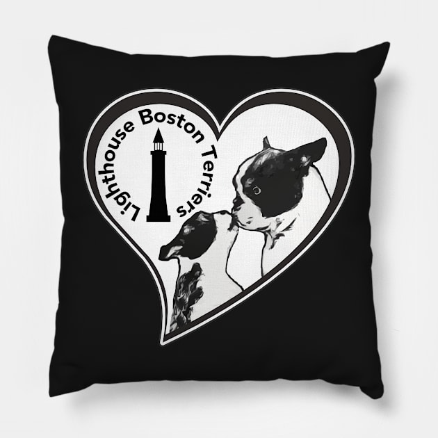 Lighthouse Boston Terriers, Black Designs Pillow by cannibaljp