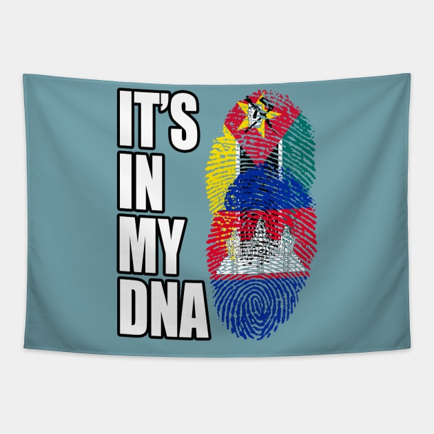 Cambodian And Mozambican Mix DNA Flag Heritage Tapestry by Just Rep It!!