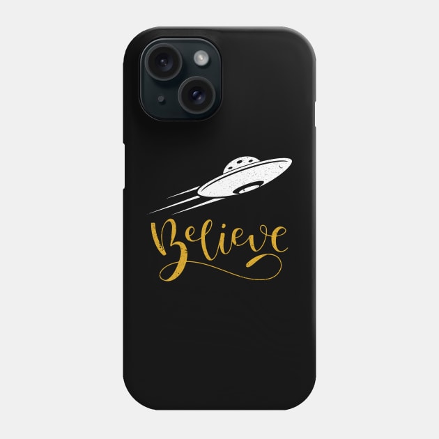 Vintage Alien UFO Hunter, I Want To Believe, UFO, Believe Dat UFO, Believe in Aliens, Gift for Ufo Fans Ha-C28-7-8 Phone Case by FatTize