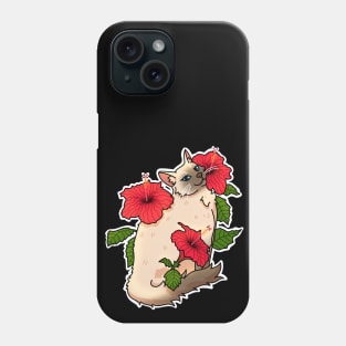 Siamese cat and hibiscus/cayenne/poppy flower Phone Case