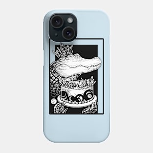 Alligator & Crystal Cake - Black Outlined Version Phone Case