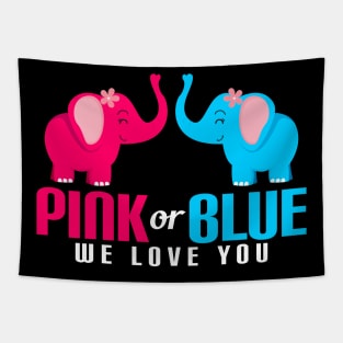 Adorable Pink or Blue We Love You Baby Elephants Tapestry