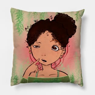 Confused / Thinking Mixed Girl Pillow