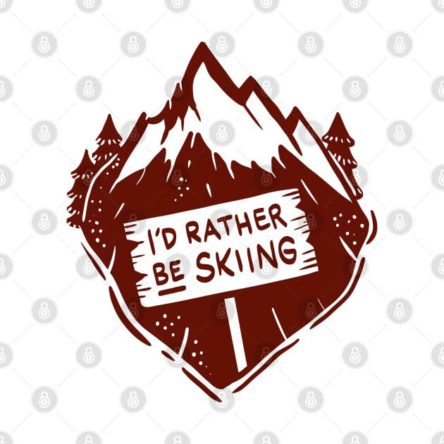 Funny Skiing T-Shirts and Gifts - I´d rather be skiing by Shirtbubble