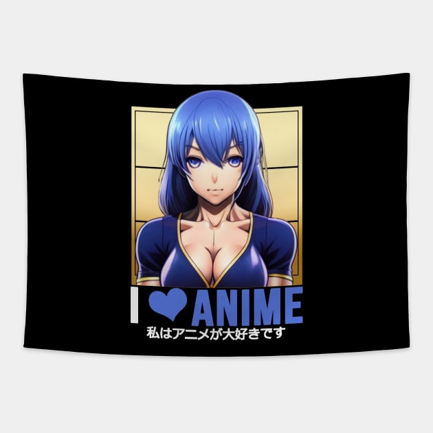 I Love Anime Girl Tapestry by BiG HueB