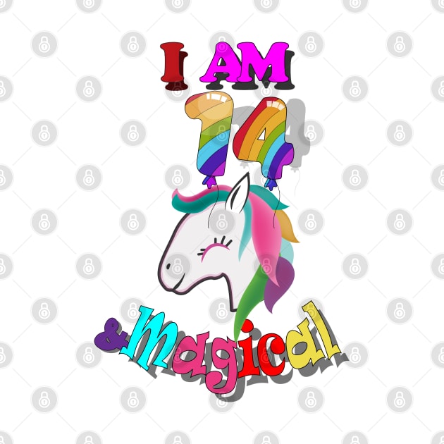 unicorn 14th birthday :i am 14 and magical by bratshirt