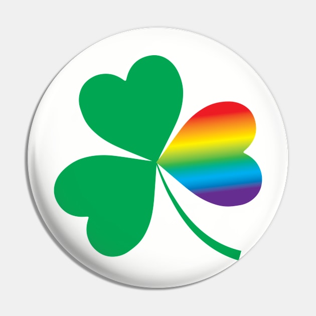 St. Patrick's Day Shamrock With LGBT Rainbow Twist Pin by magentasponge