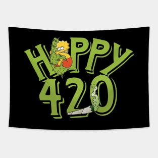 Happy 420 / Weed Lover Meme Tapestry