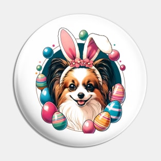Papillon's Delightful Easter Celebration with Bunny Ears Pin