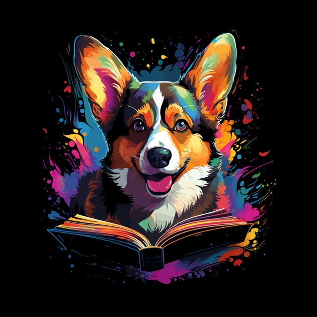 Corgi Reads Book by JH Mart