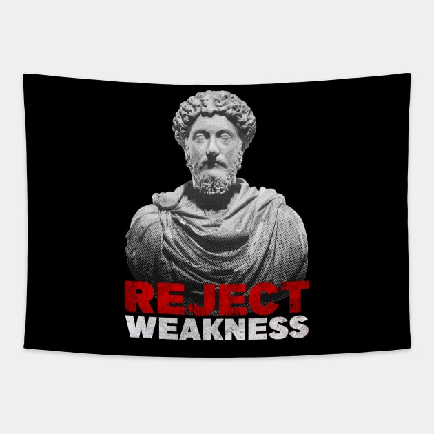 Marcus Aurelius - Reject Weakness Tapestry by Embrace Masculinity