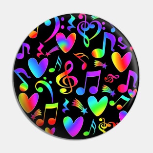 Rainbow Music Notes Hearts Stars Pin