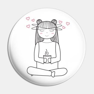 Namaste! Yoga and Coffee Lover - Minimalistic Line Art Pin