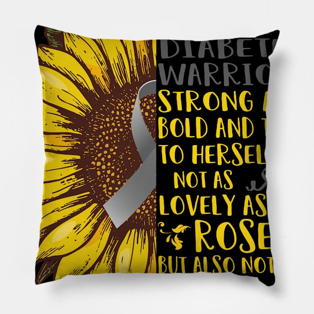 She's A Diabetes Warrior Support Diabetes Warrior Gifts Pillow by ThePassion99