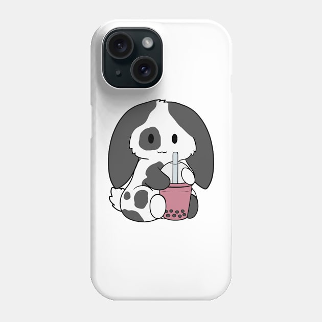 Spotted Black Bunny Strawberry Bubble Tea Phone Case by BiscuitSnack