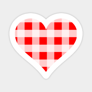 Red and White Buffalo Plaid Heart Magnet