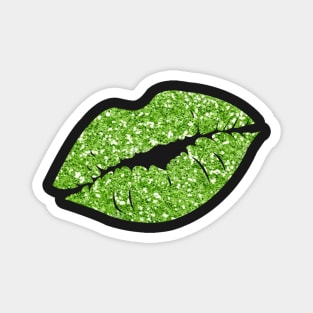 Green Faux Glitter Lips Magnet