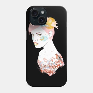 pink Autumn girl moon beauty Phone Case