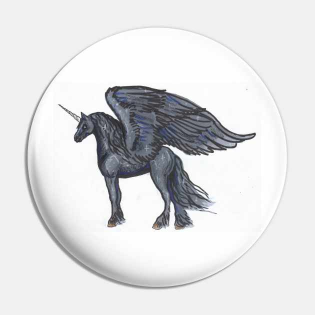 Black Winged Unicorn Pin by pegacorna