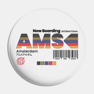 Vintage Amsterdam AMS Holland Retro Travel Pin