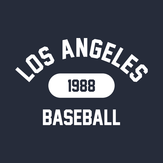 Retro 1988 Los Angeles Baseball Varsity Logo (White) by Double-Double Designs