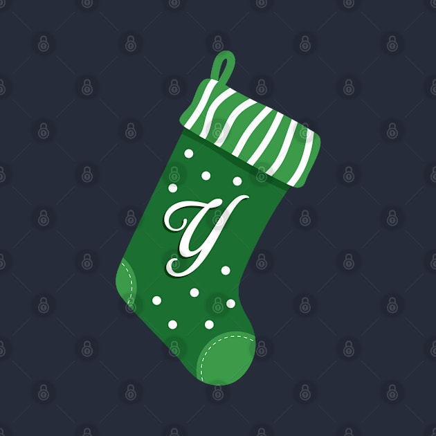 Christmas Stocking with Letter Y by VicEllisArt