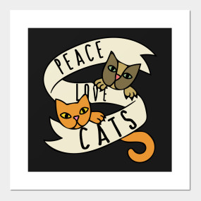 Download Peace Love Cats - Peace Love Cats - T-Shirt | TeePublic