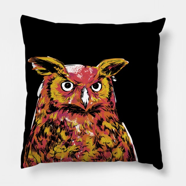 Sketchy Fire Owl Pillow by polliadesign