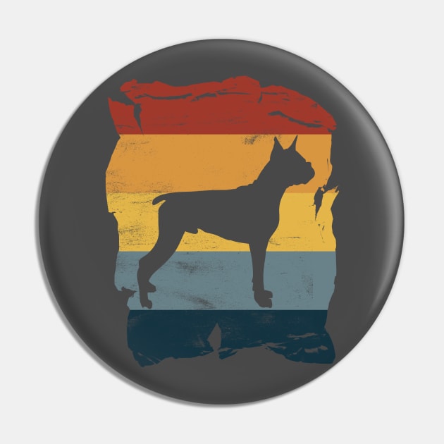 Boxer Dog Distressed Vintage Retro Silhouette Pin by DoggyStyles