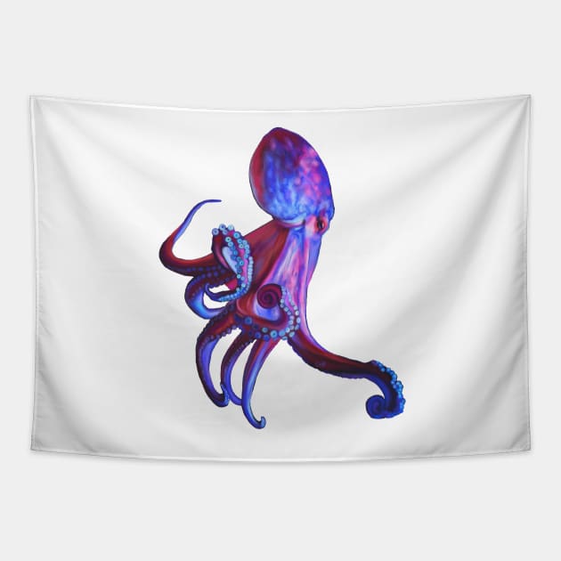 Electric blue octopus. Beautiful sea creature, Highly intelligent and beautiful too Tapestry by PlumpPlumStudio