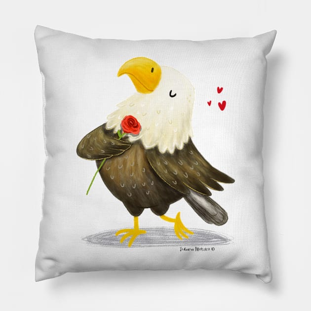 Bald Eagle Bird in love Pillow by julianamotzko