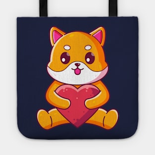 Cute shiba inu sitting hugging love Tote