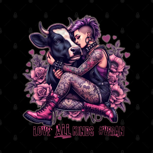 Punk Rock Goth Vegan Girl and Cow by Greyhounds Are Greyt