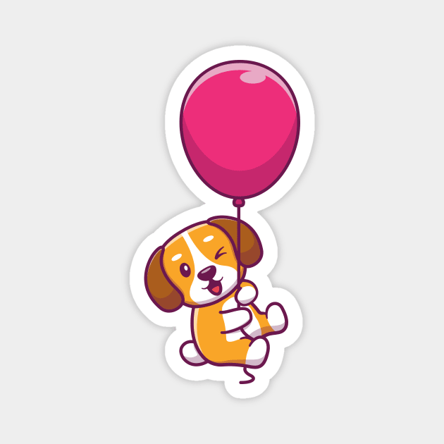 Cute dog floating with ballon Magnet by Catalyst Labs