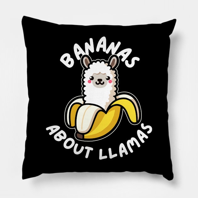 Bananas About Llamas: Funny Graphic with a Llama Pun Saying Pillow by GiftTrend