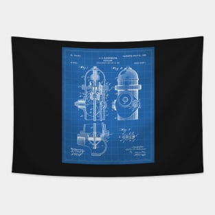 Fire Fighter Patent - Fire Hydrant Art - Blueprint Tapestry