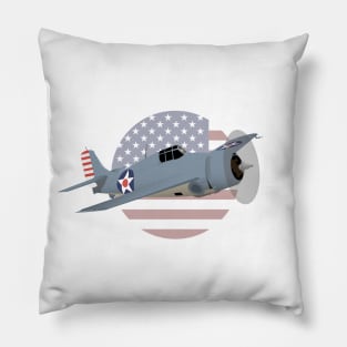 Patriotic WW2 F4F Wildcat Airplane Pillow