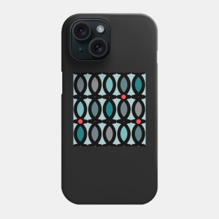 Abstract pattern in bluegreen tones with red accents Phone Case