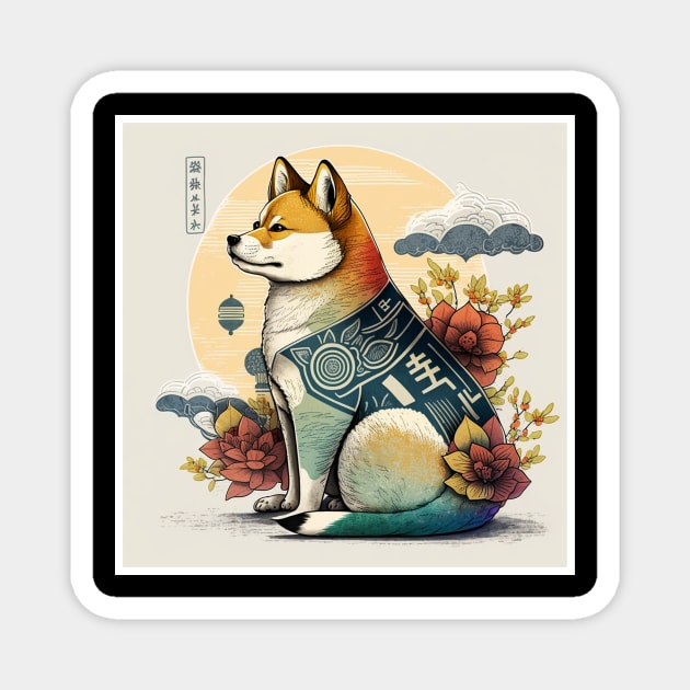 Shiba Inu Dog, Japanese Art Style, Dog Lover Magnet by logiamerch