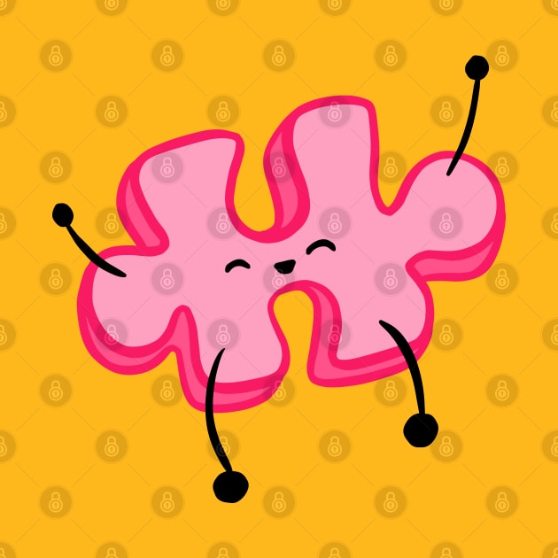 Happy Pink Jumping Jigsaw Puzzle Piece by Squeeb Creative