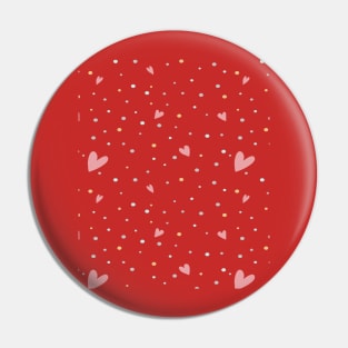 Cute Red and White Heart Polka Dot Pattern Pin