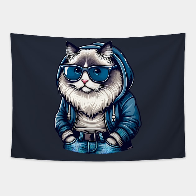 Ragdoll Cat With Sunglasses Tapestry by Graceful Designs