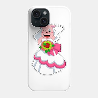 Pig with Wedding dress & Bunch of Flowers Phone Case