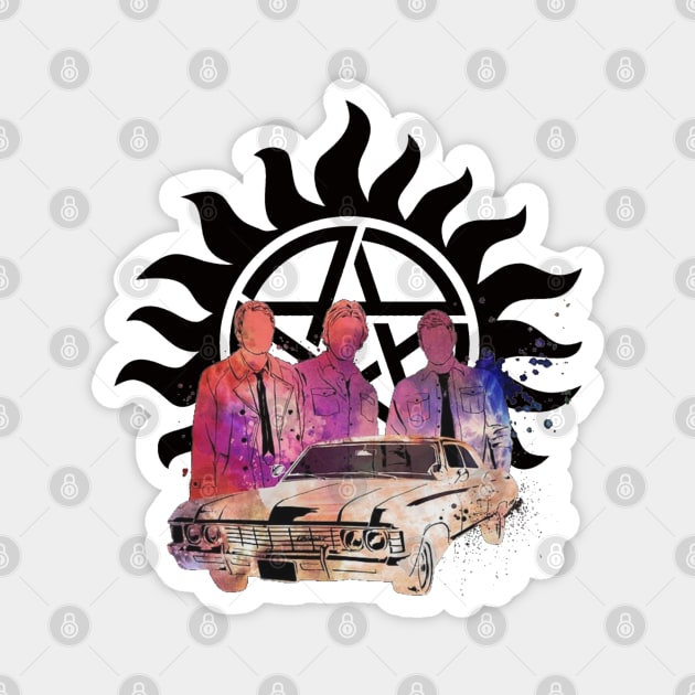 Supernatural Sam Dean Castiel Impala Magnet by Absolute Will