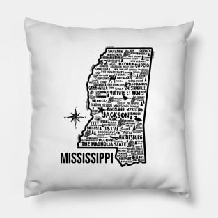 Mississippi Map Pillow