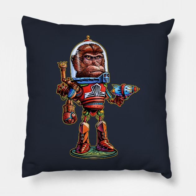 Captain Monk-o-tron 5000 Pillow by ChetArt